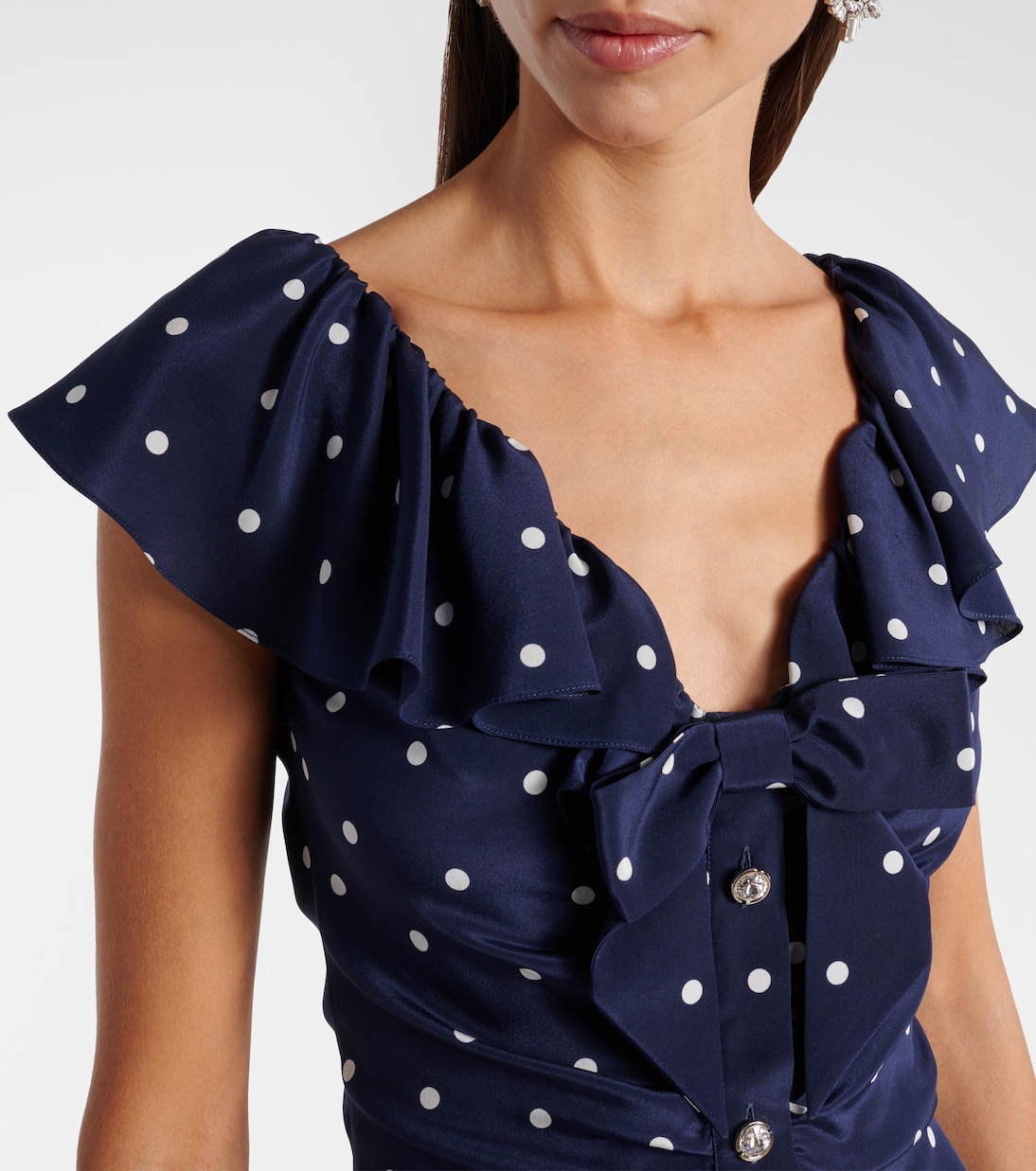 Polka-dot ruffled silk midi dress | Alessandra Rich