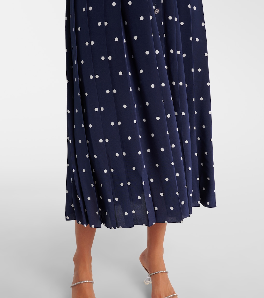 Polka-dot ruffled silk midi dress | Alessandra Rich