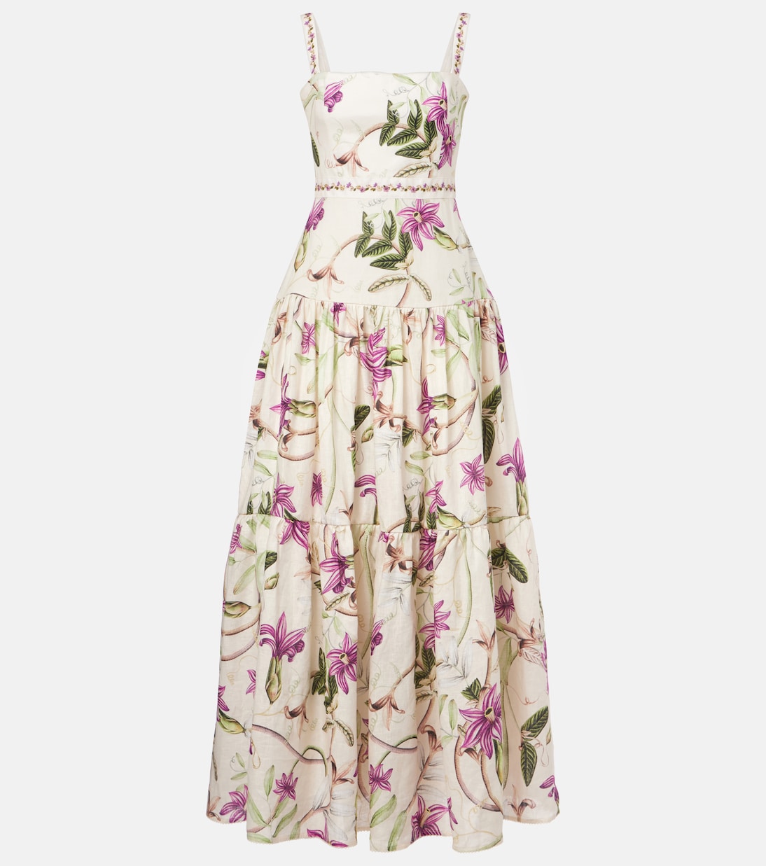 Robe longue Lime imprimée en coton | Agua by Agua Bendita