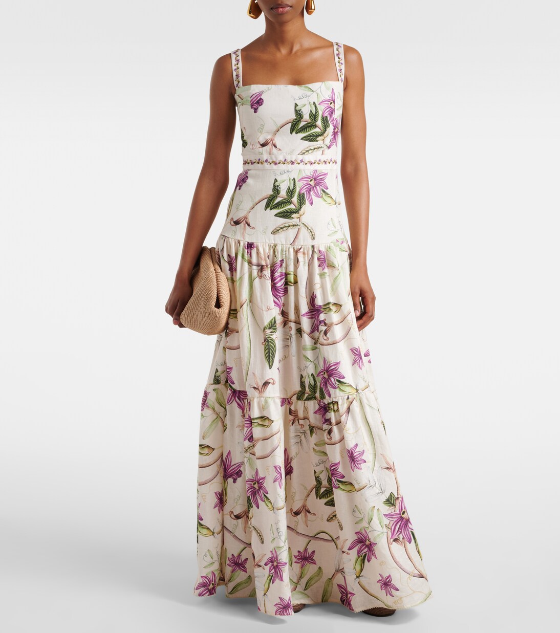 Robe longue Lime imprimée en coton | Agua by Agua Bendita