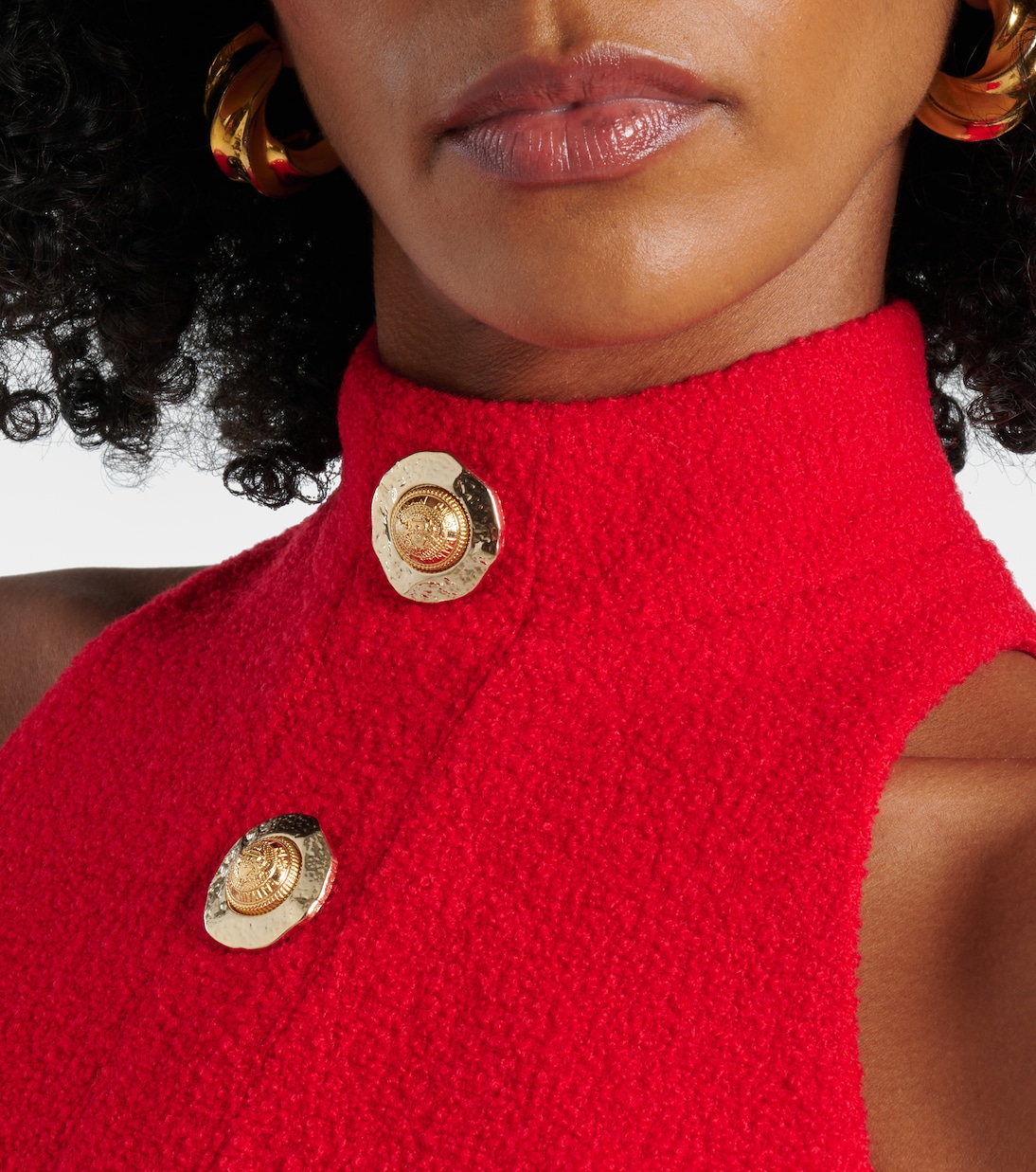 Top in crêpe di misto lana con scollo all’americana | Balmain