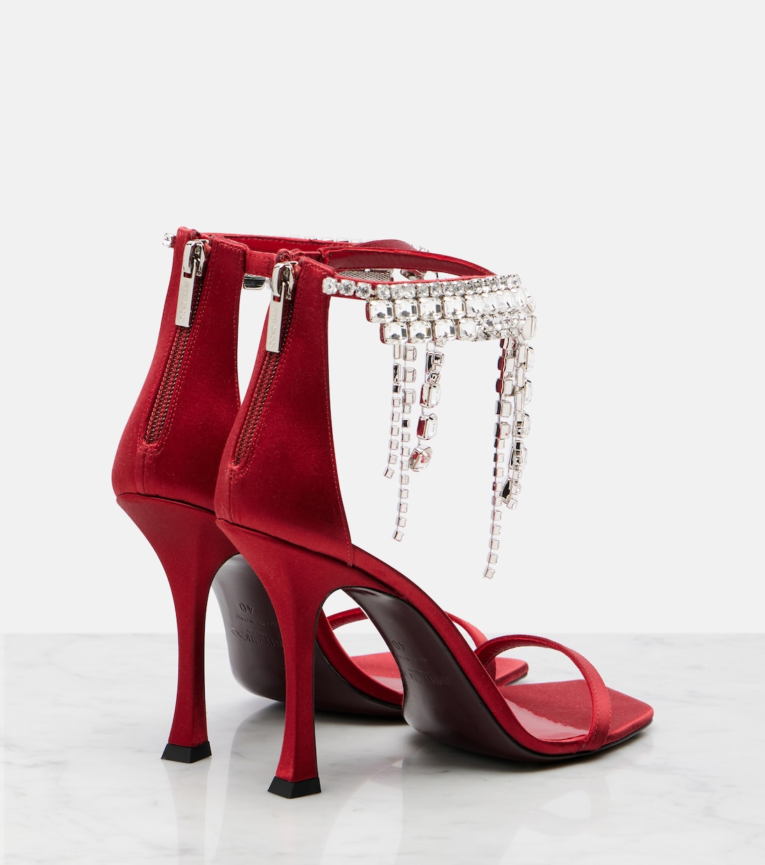 Verity 100 embellished satin sandals | Jimmy Choo