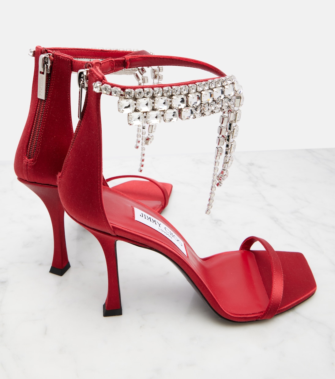 Verity 100 embellished satin sandals | Jimmy Choo