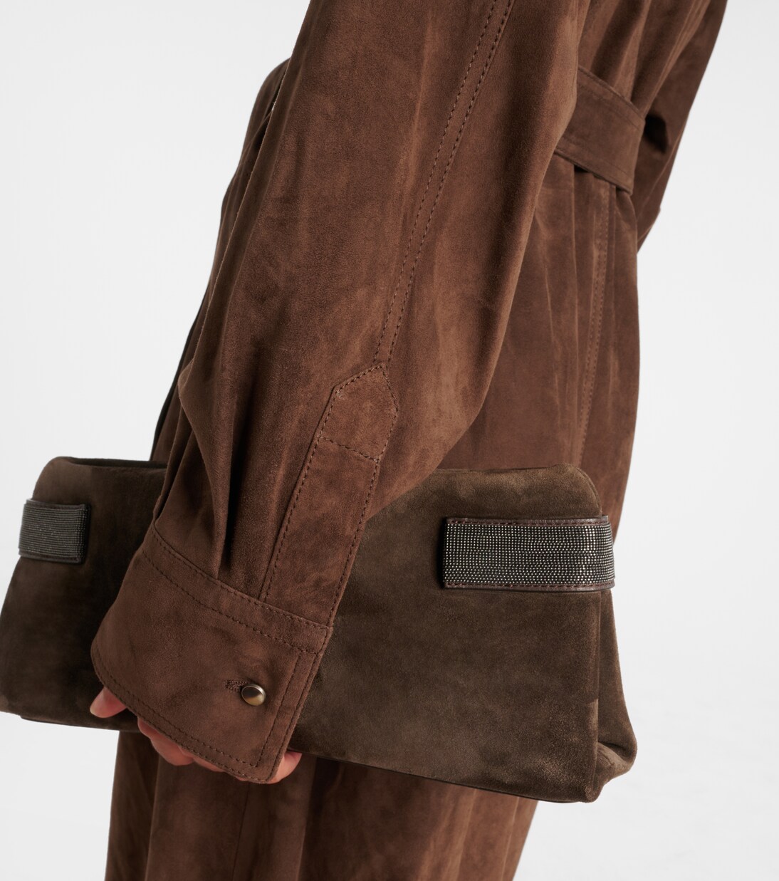 Vestido camisero de ante con cuentas Monili | Brunello Cucinelli