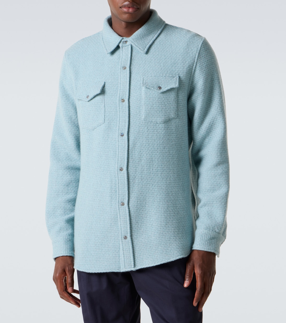 Labradorite waffle-knit cashmere shirt | God's True Cashmere