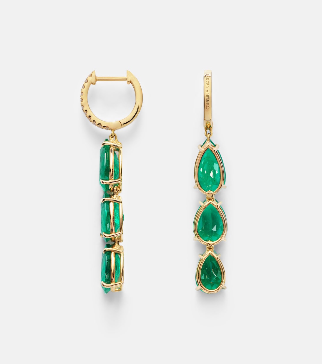 Boucles d'oreilles Anya en or 18 ct, diamants et émeraudes | Anita Ko