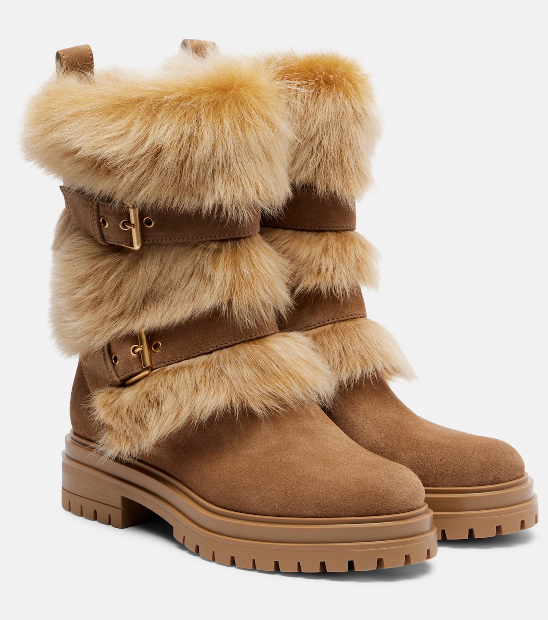 Bottes Maverick en daim et shearling | Gianvito Rossi