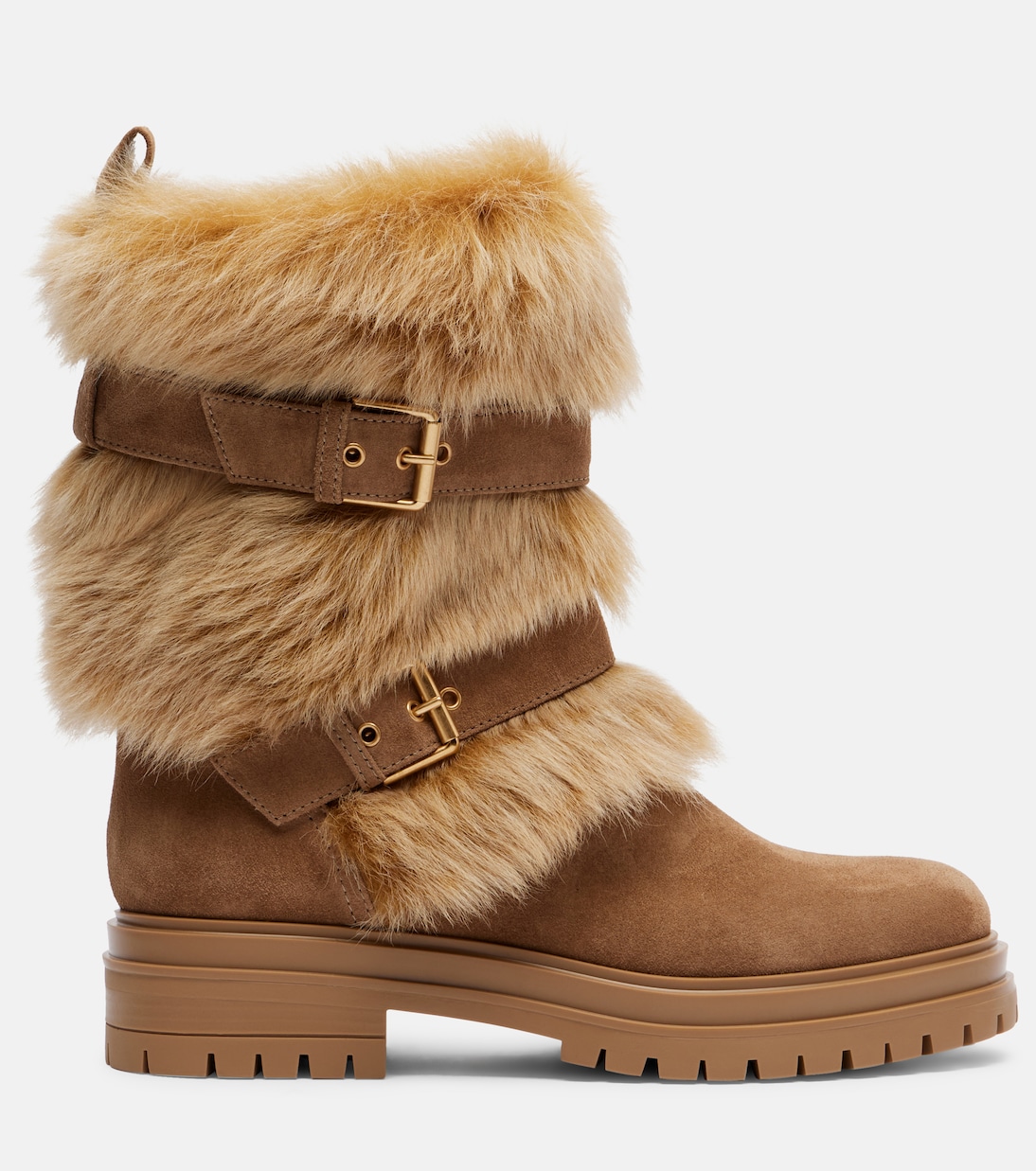 Bottes Maverick en daim et shearling | Gianvito Rossi