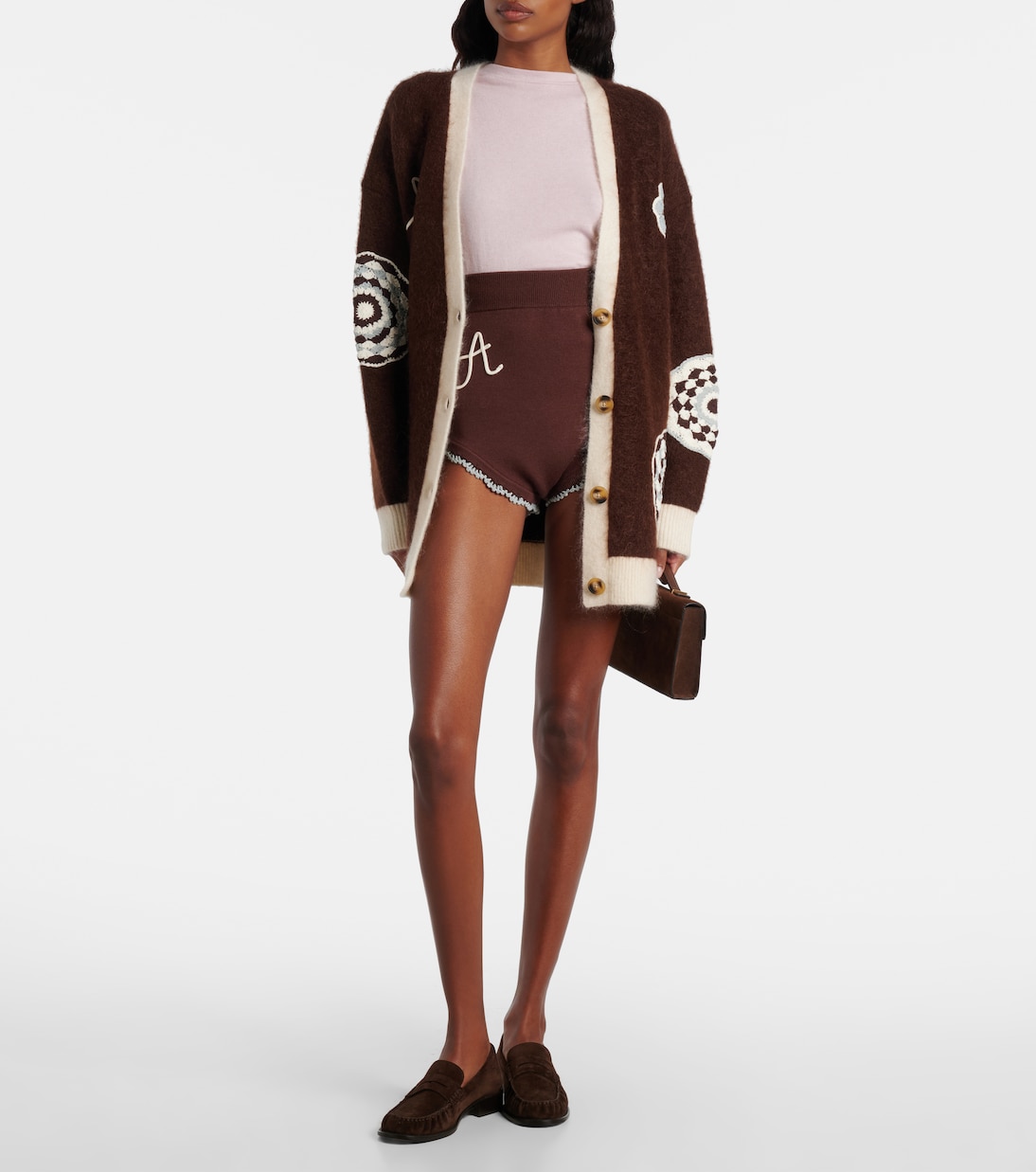 Crochet high-rise wool-blend micro shorts | Alémais