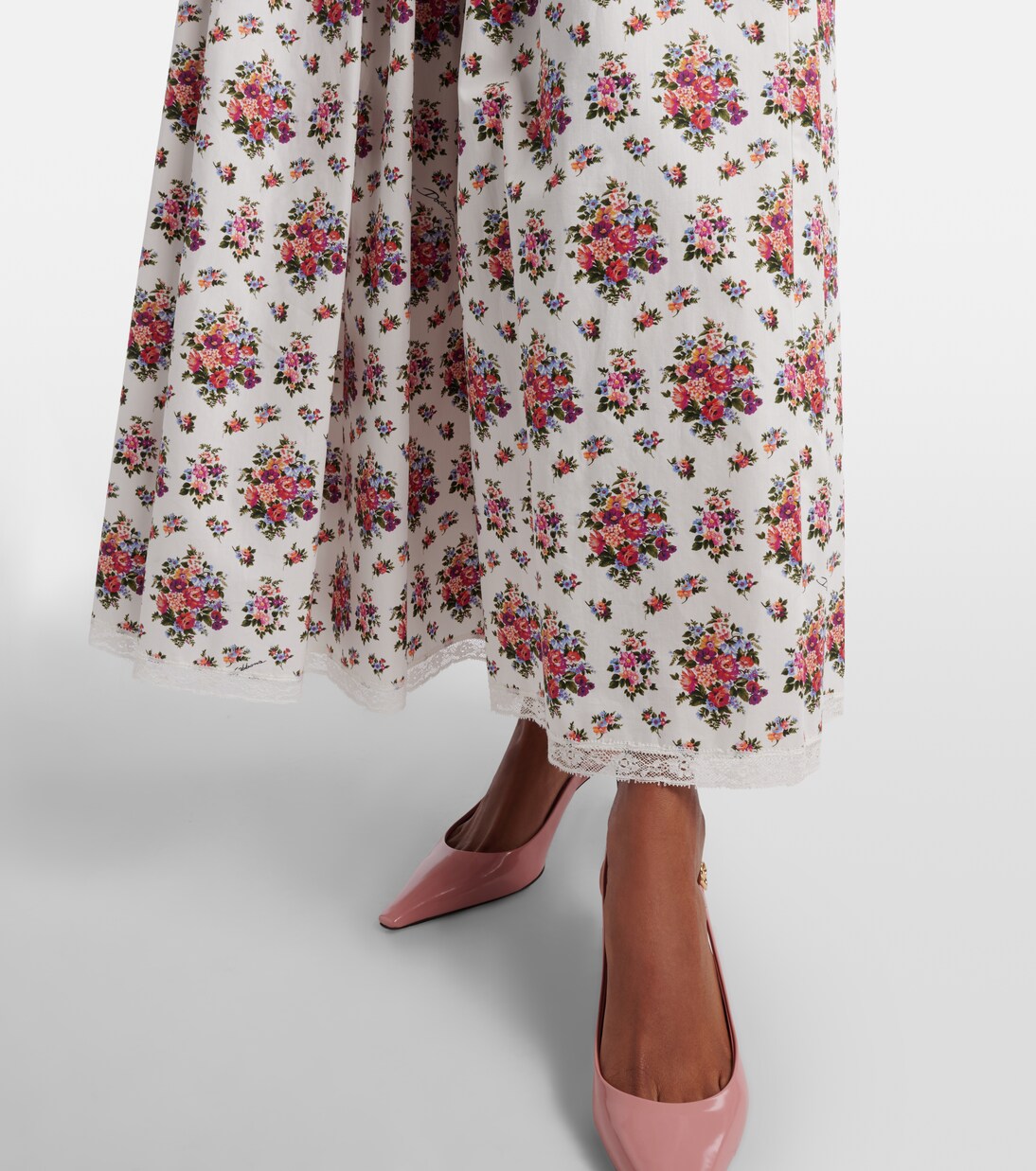 Floral lace-trimmed cotton maxi skirt | Dolce&Gabbana