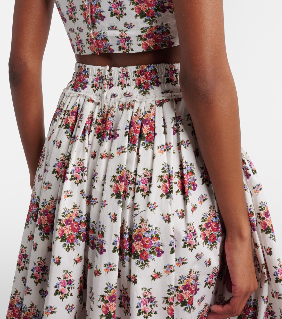 Floral lace-trimmed cotton maxi skirt | Dolce&Gabbana