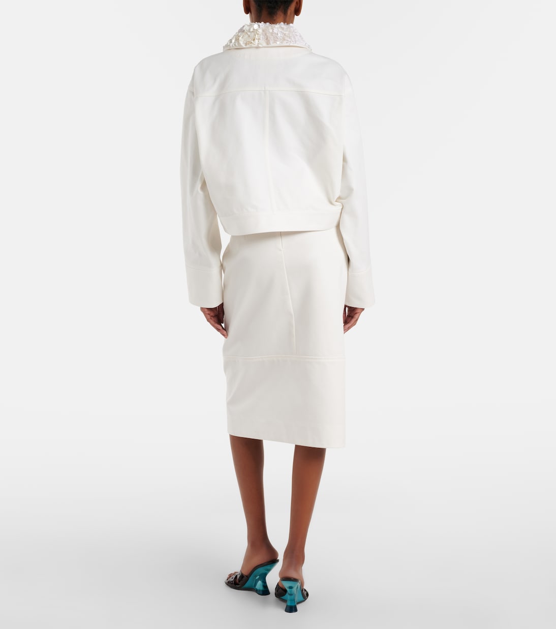 Embellished cotton drill midi skirt | Plan C