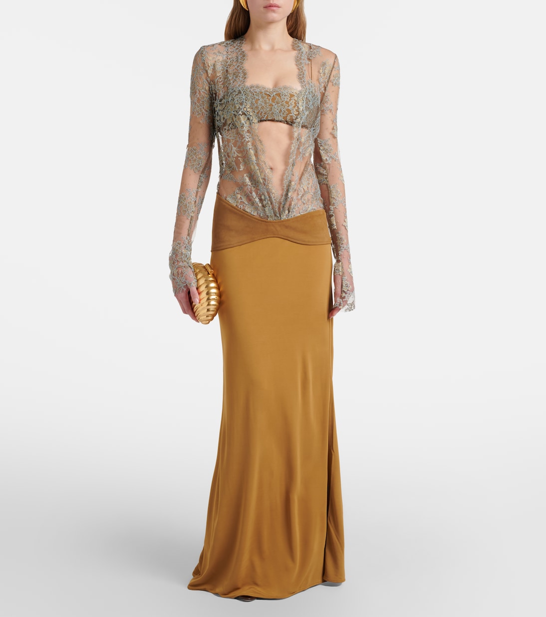 Sèpienne lace and suede gown | Christopher Esber