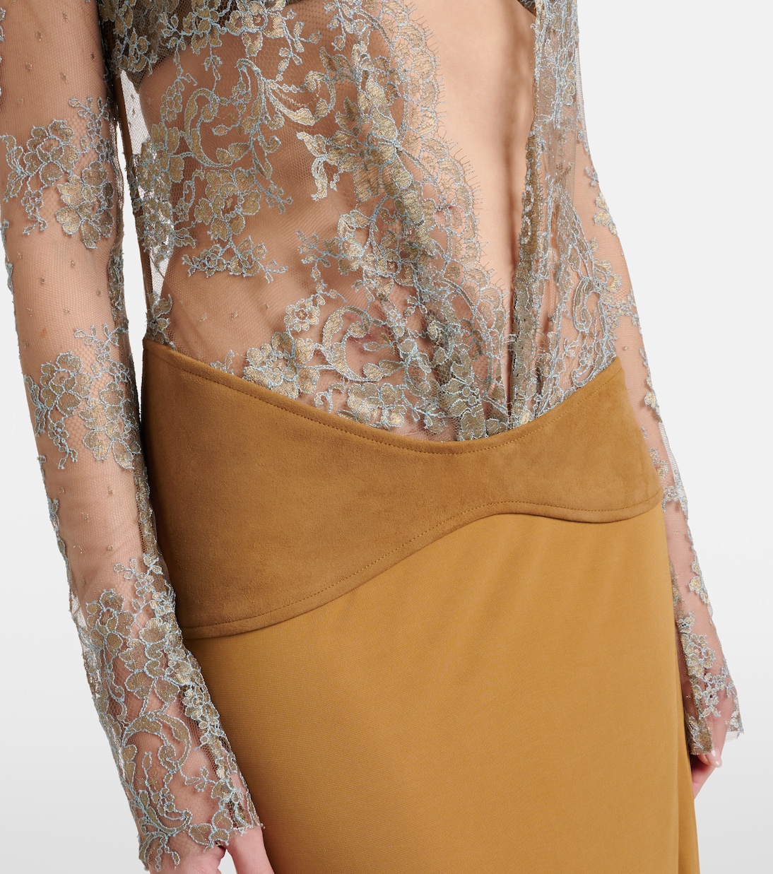 Sèpienne lace and suede gown | Christopher Esber