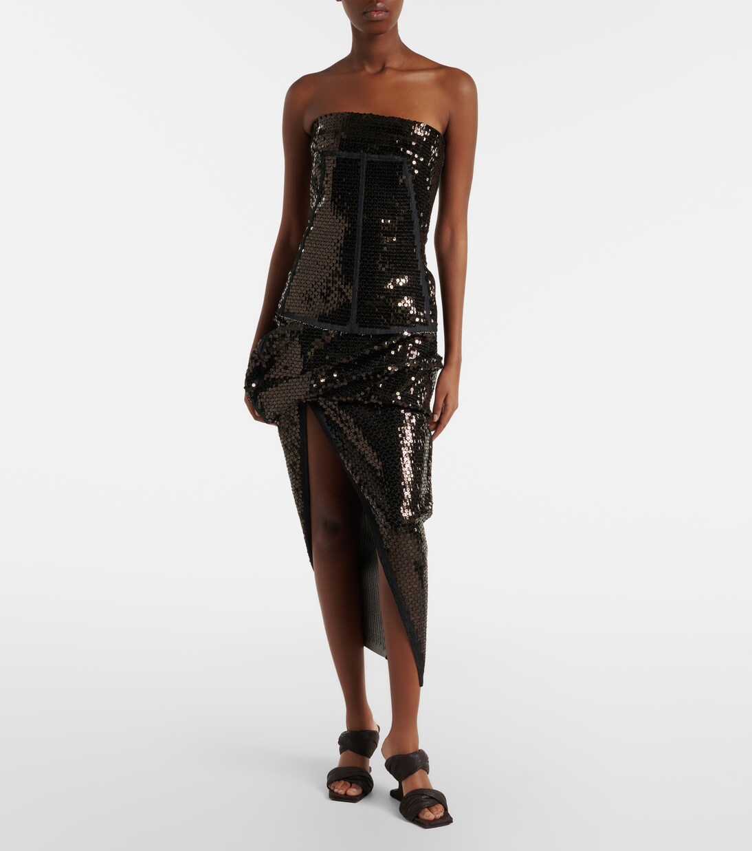 Sequined denim bustier top | Rick Owens