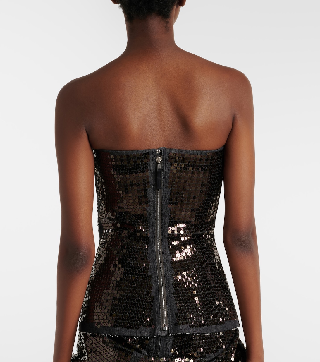 Sequined denim bustier top | Rick Owens