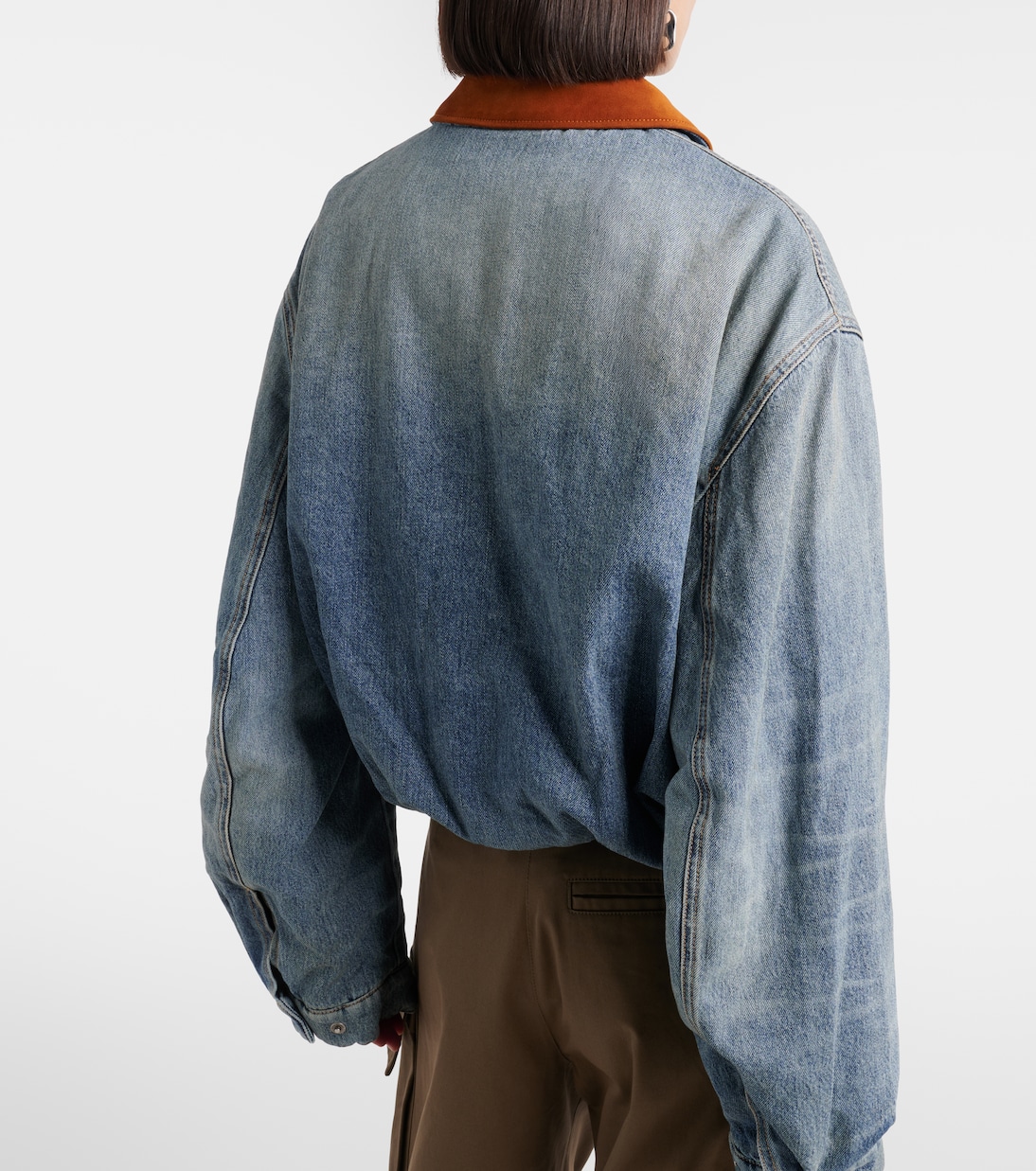 Okra suede-trimmed denim blouson jacket | Acne Studios