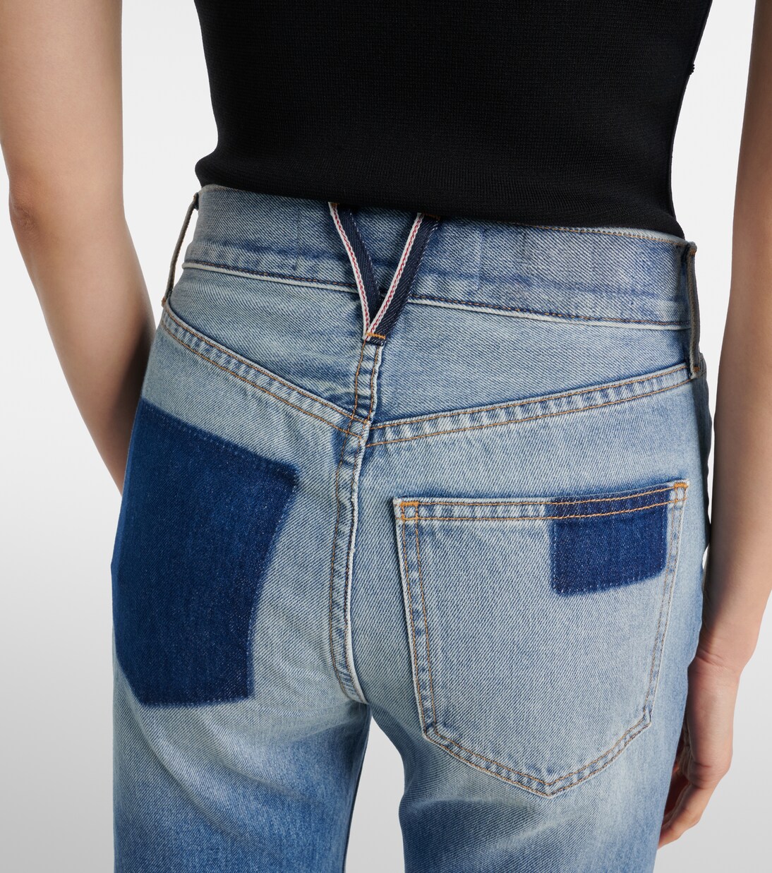 Jeans rectos con patchwork | Veronica Beard