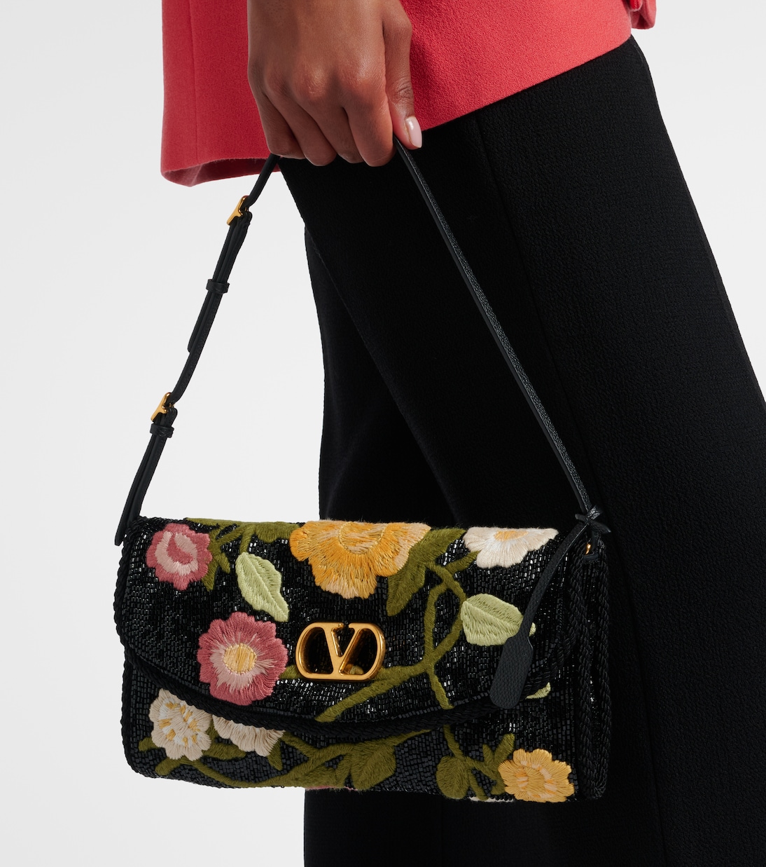 Borsa a spalla DeVain con ricamo e perline | Valentino Garavani