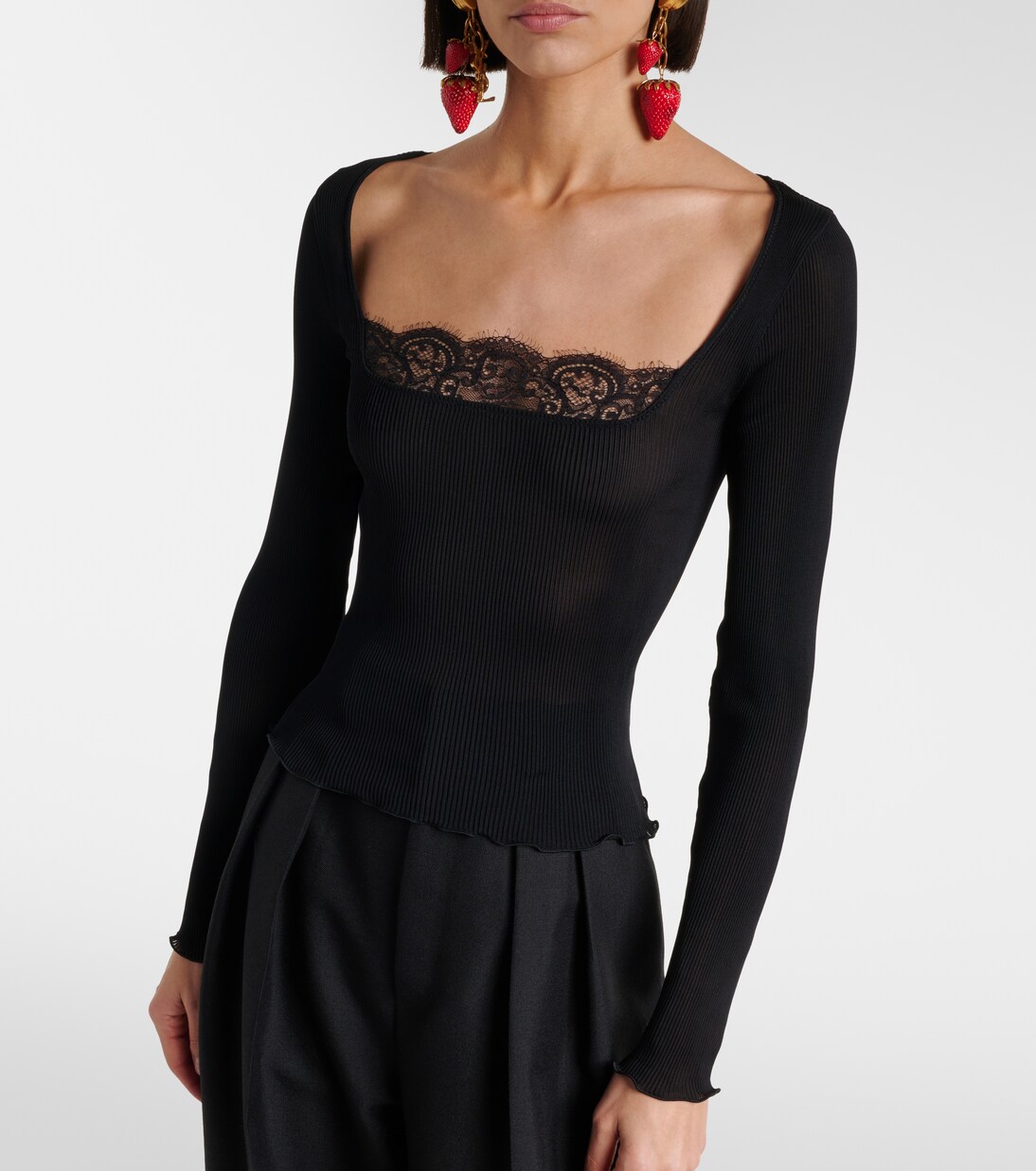 Lace-trimmed silk top | Saint Laurent