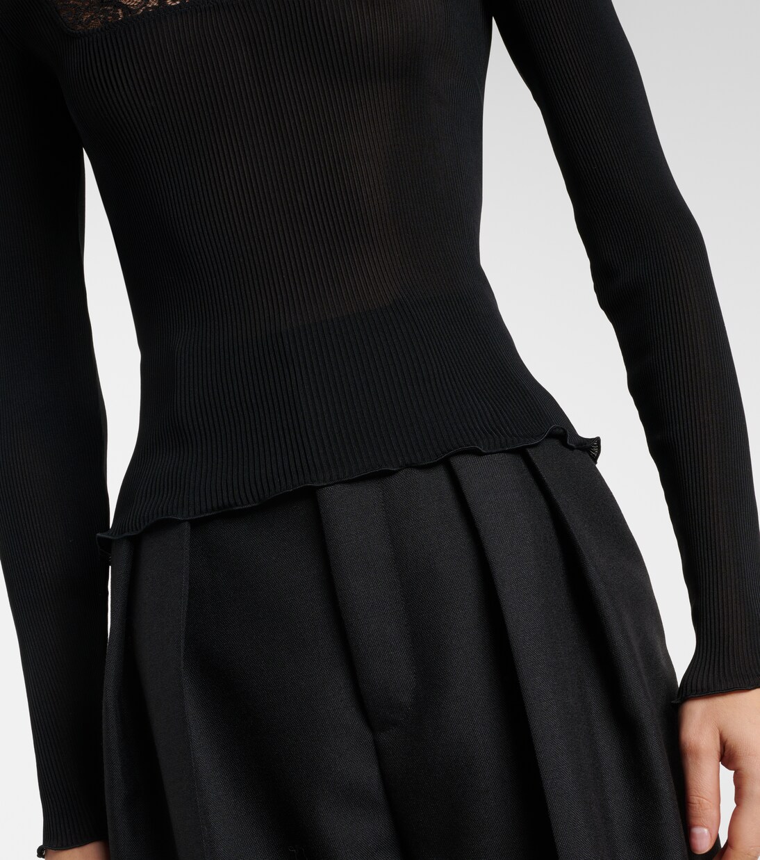 Lace-trimmed silk top | Saint Laurent