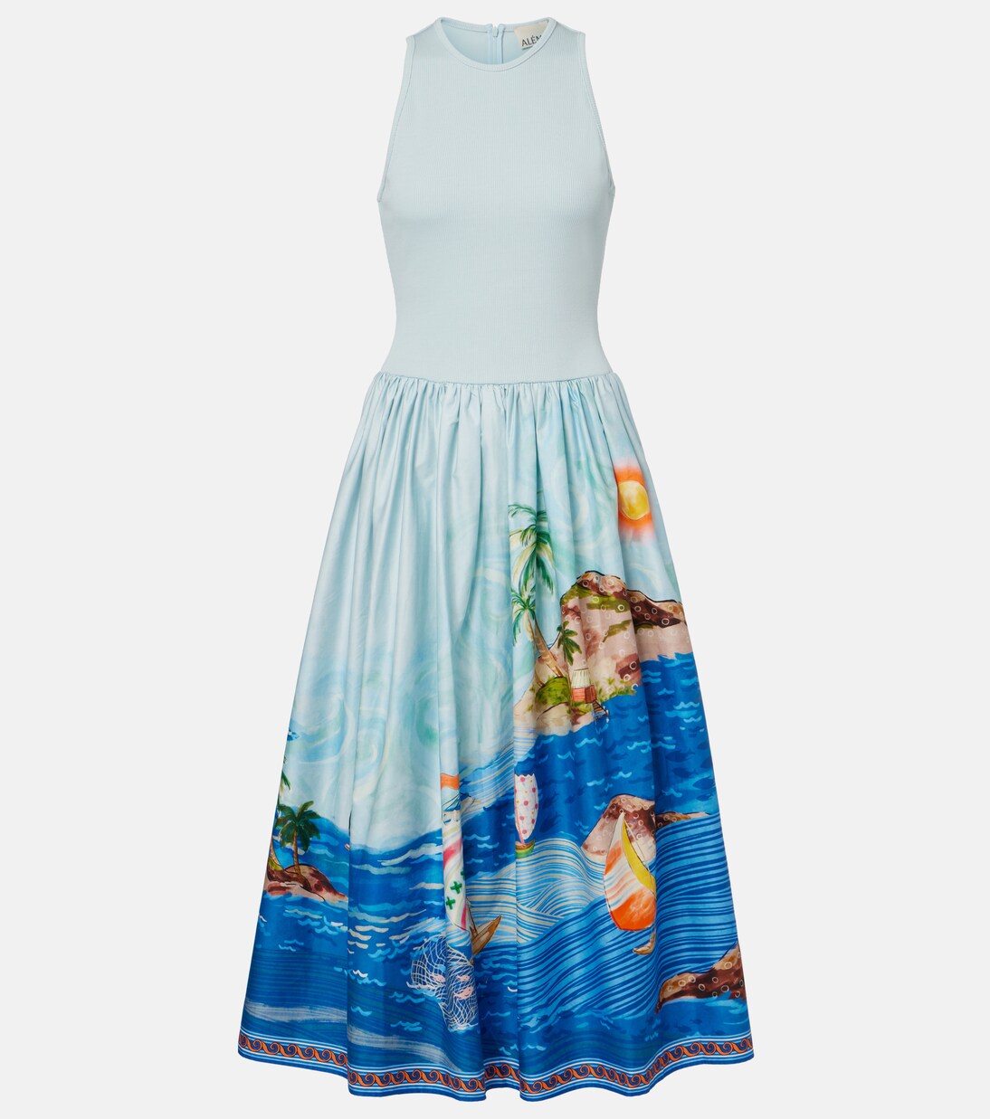 Printed cotton midi dress | Alémais