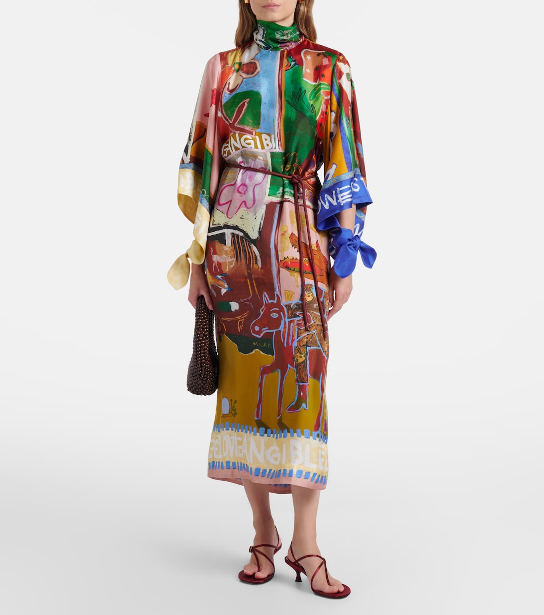 x MLAK Tangible Love printed silk maxi dress | Alémais