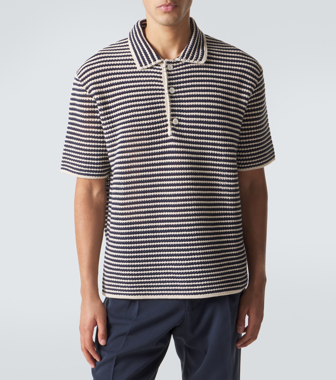 Jersey polo Lowry de algodón y croché a rayas | Orlebar Brown