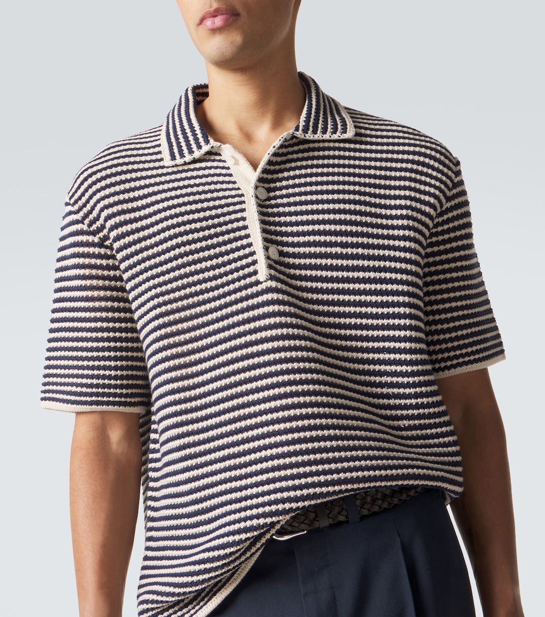 Jersey polo Lowry de algodón y croché a rayas | Orlebar Brown