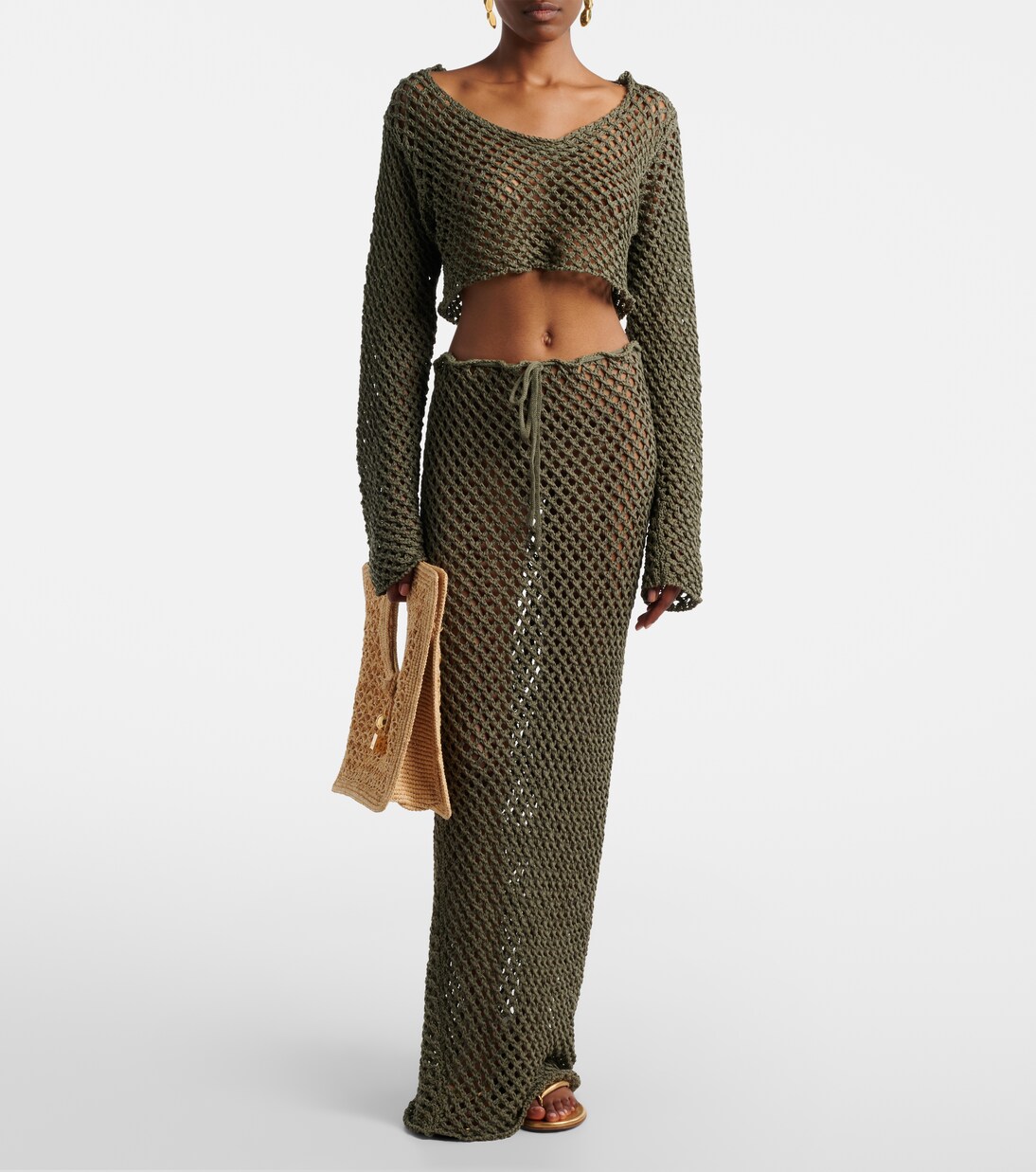 Magen crochet cotton-blend maxi skirt | Bananhot