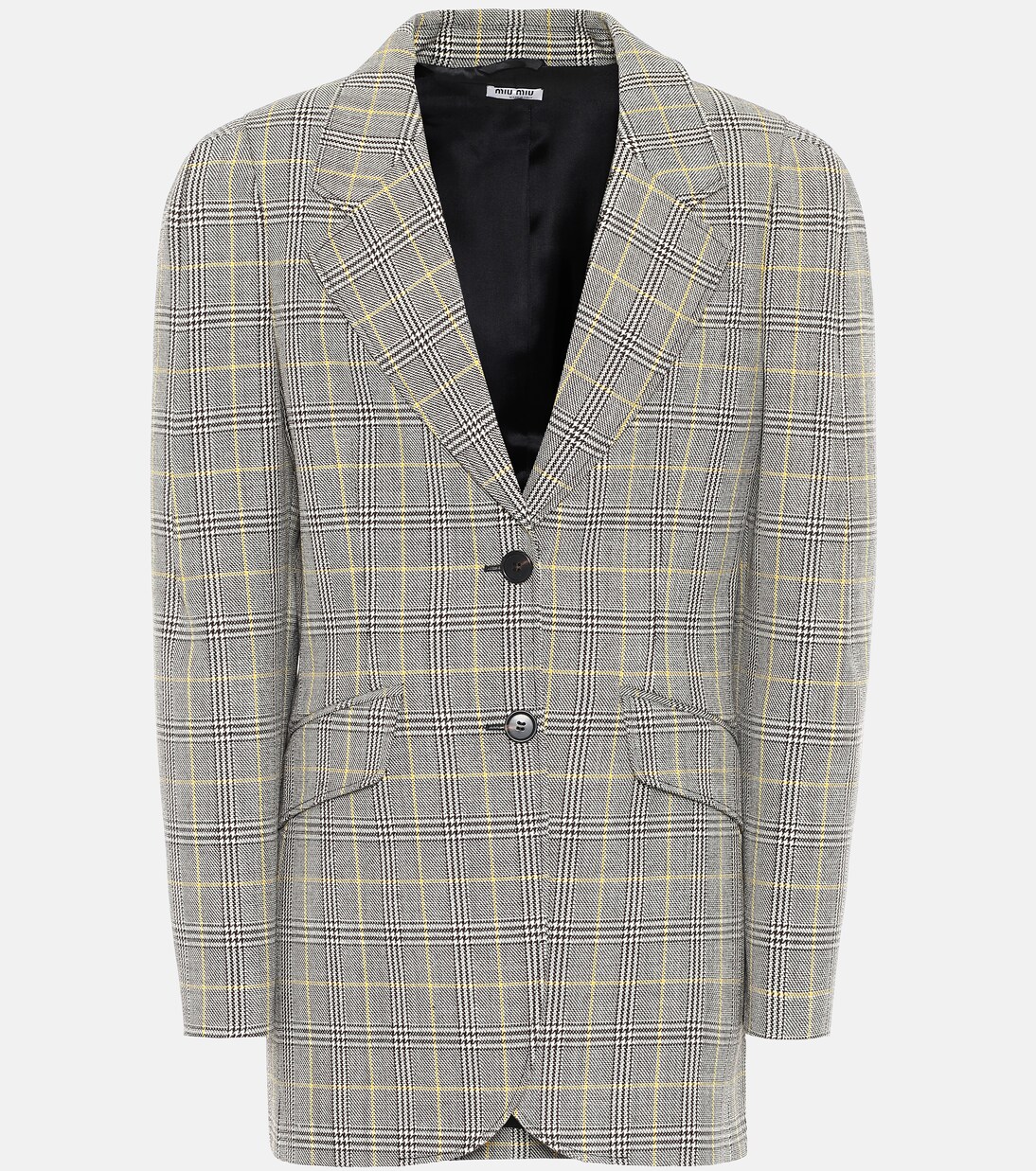 Blazer de sarga de lana de cuadros | Miu Miu