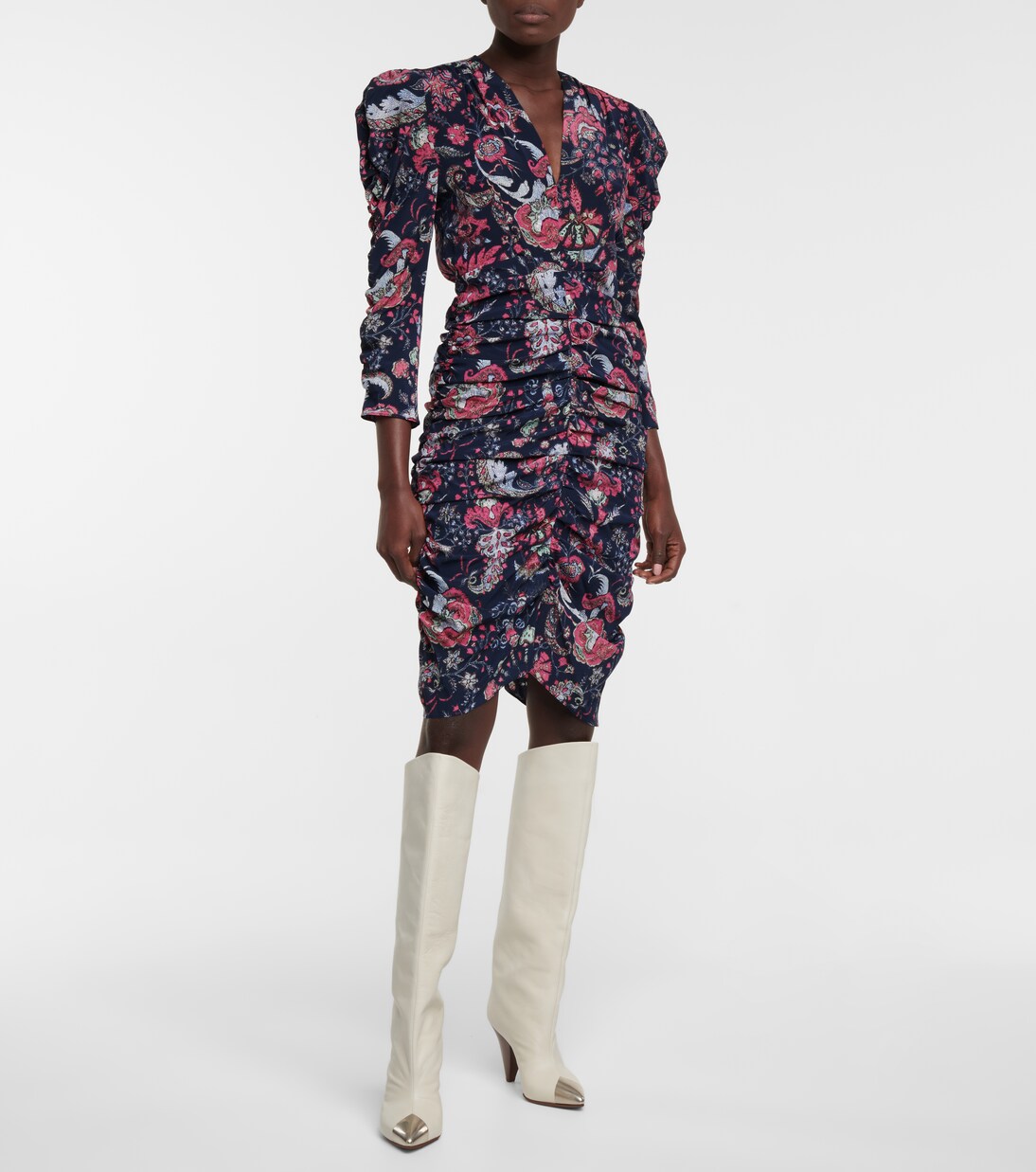 Robe Celina en soie mélangée à fleurs | Isabel Marant