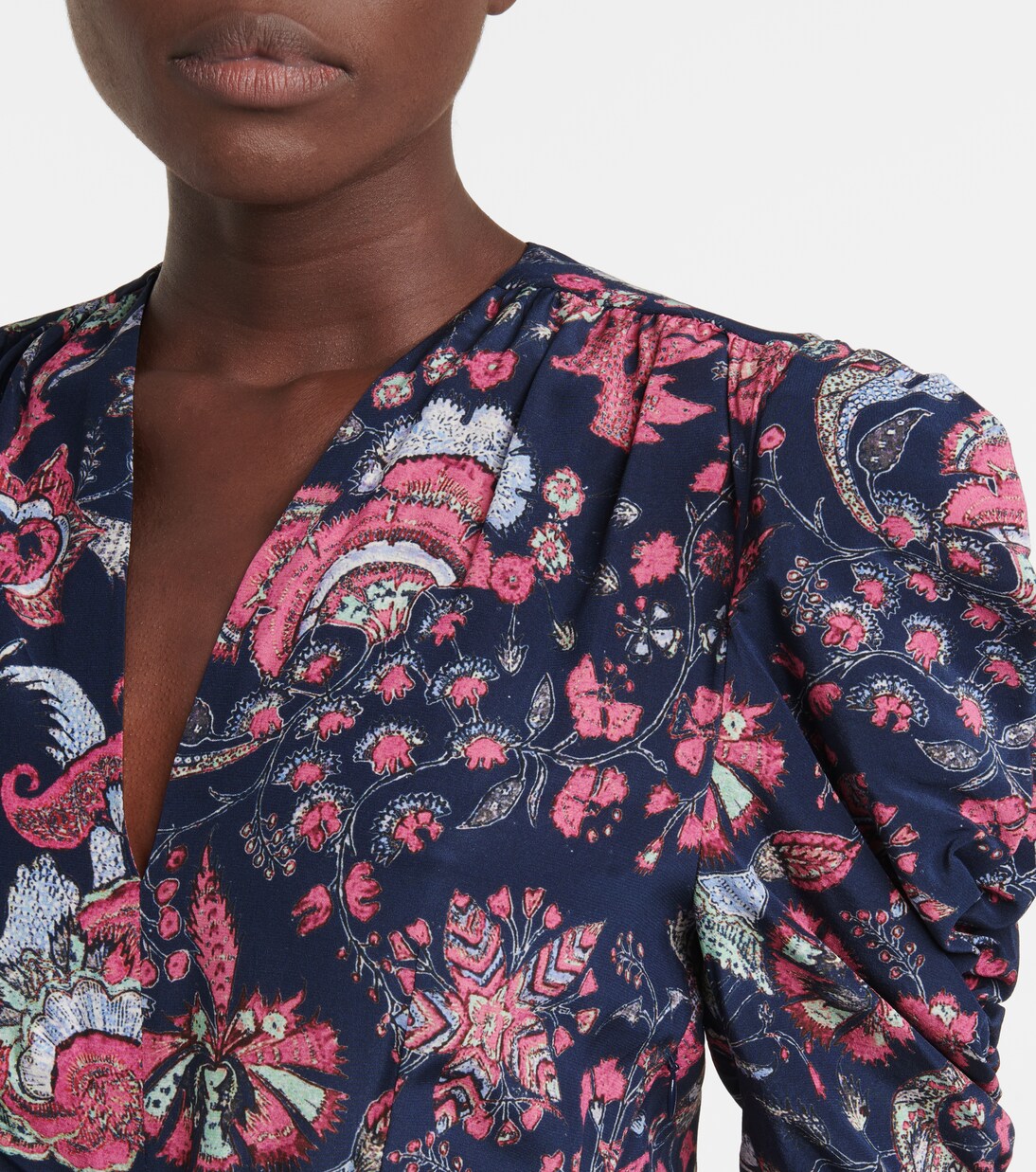 Robe Celina en soie mélangée à fleurs | Isabel Marant