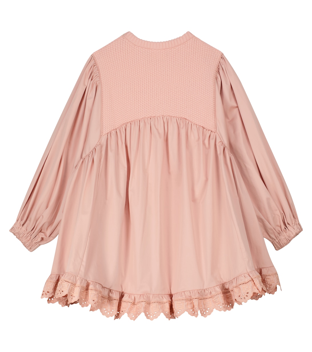 Robe en coton mélangé et dentelle | Fendi Kids