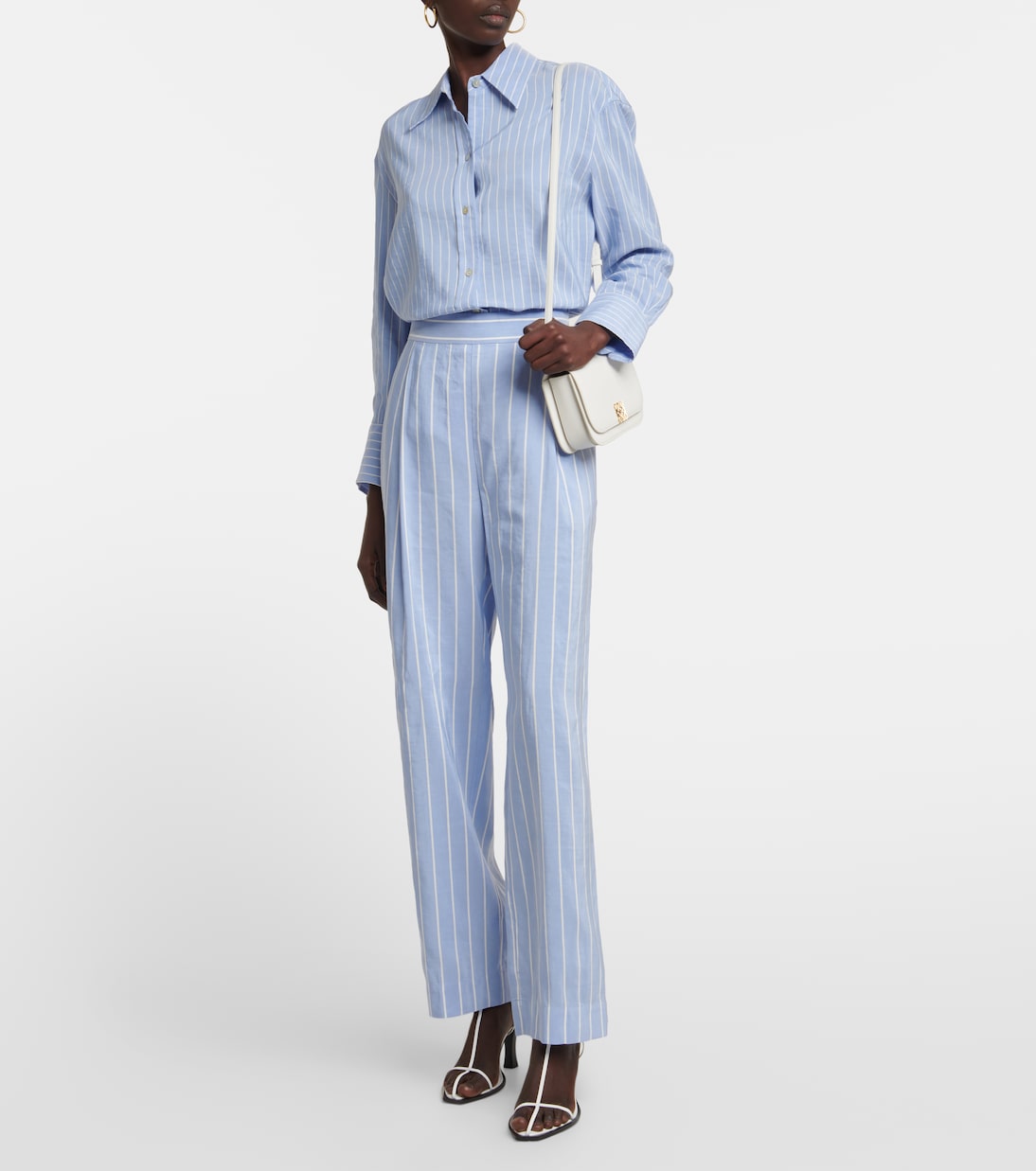 Pantalon ample rayé à taille haute | Vince