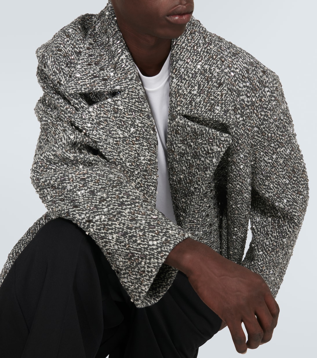 Embellished bouclé wool-blend jacket  | Valentino