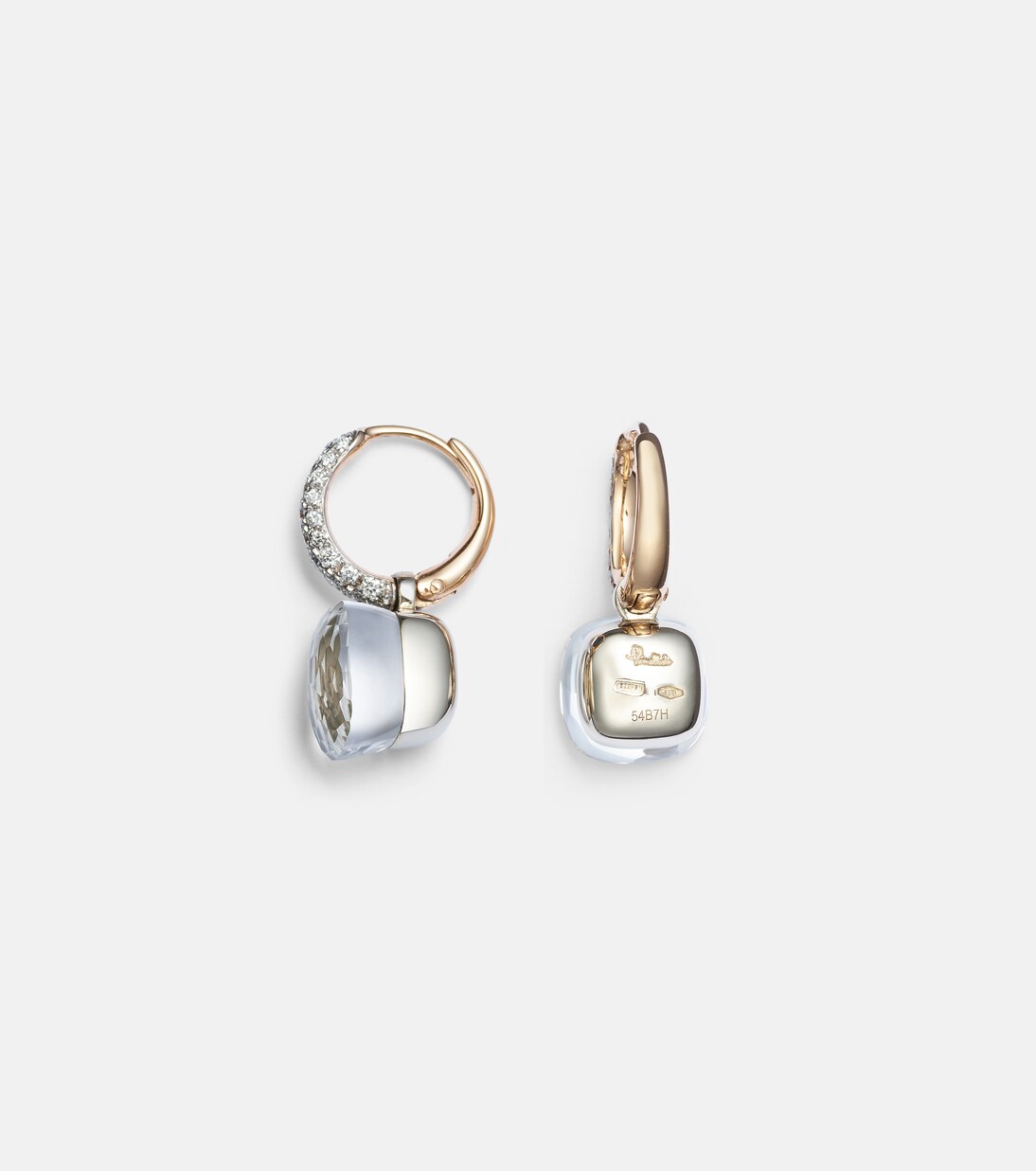Nudo Classic 18kt rose and white gold earrings with topaz and diamonds | Pomellato
