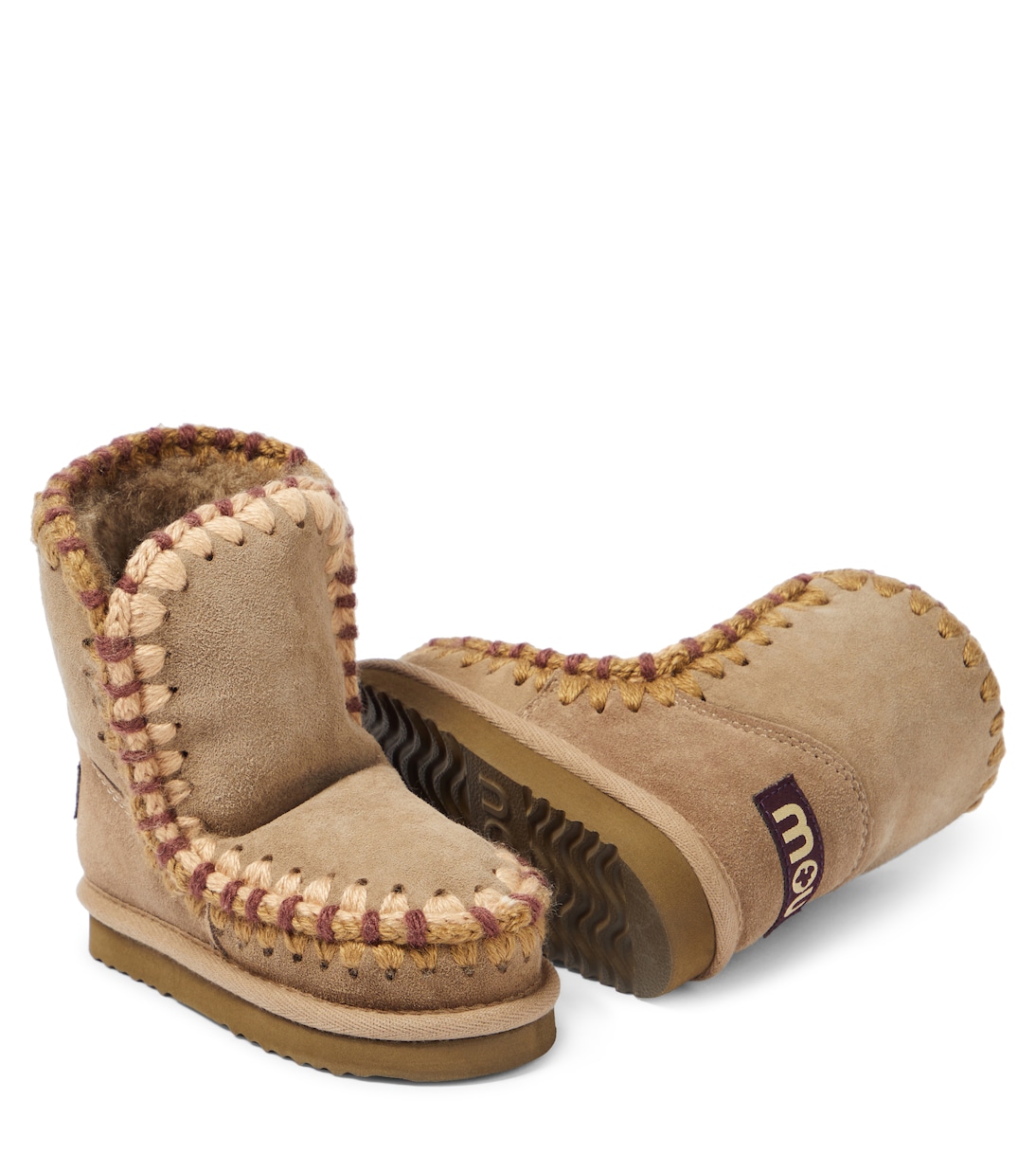 Crochet-trimmed suede boots | Mou Kids