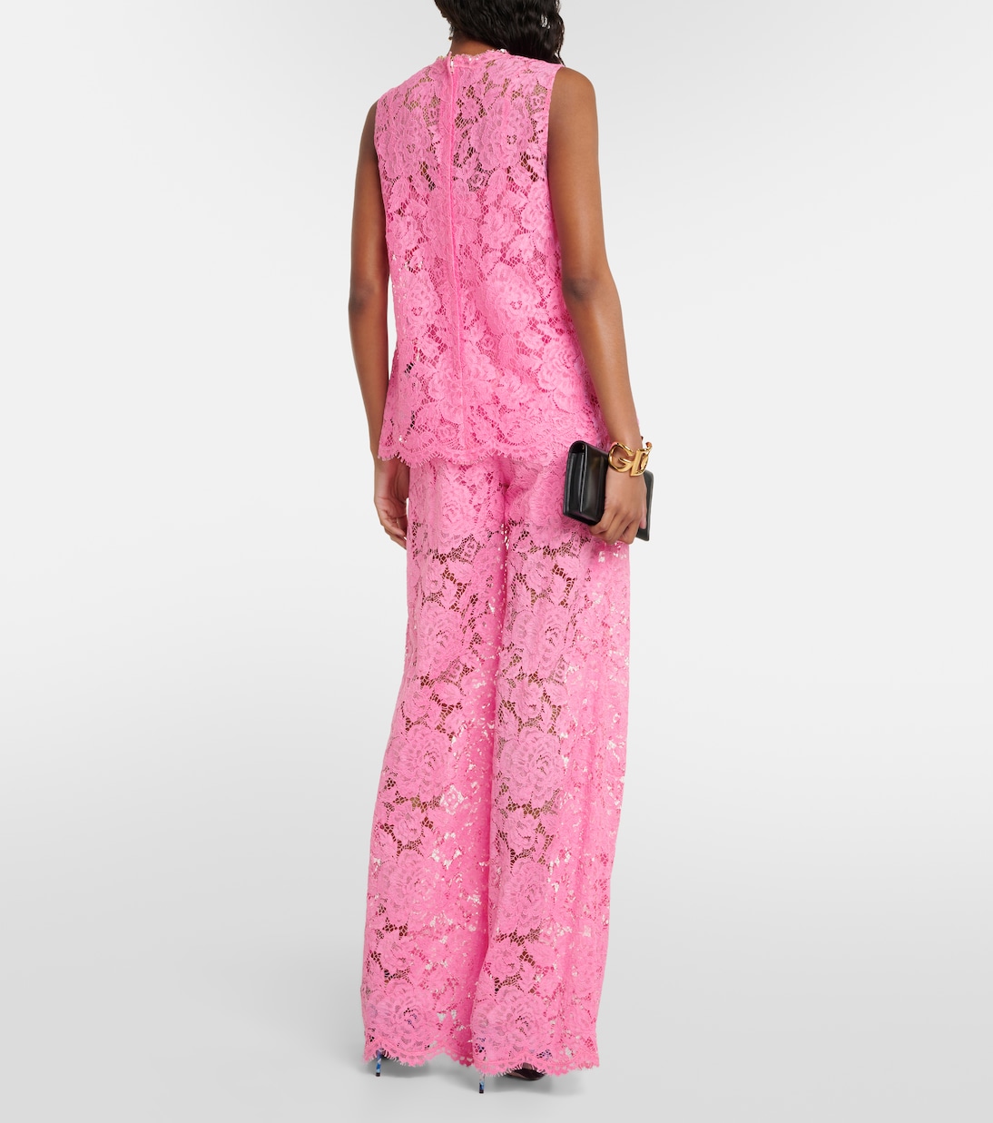 Floral crepe de chine lace top | Dolce&Gabbana