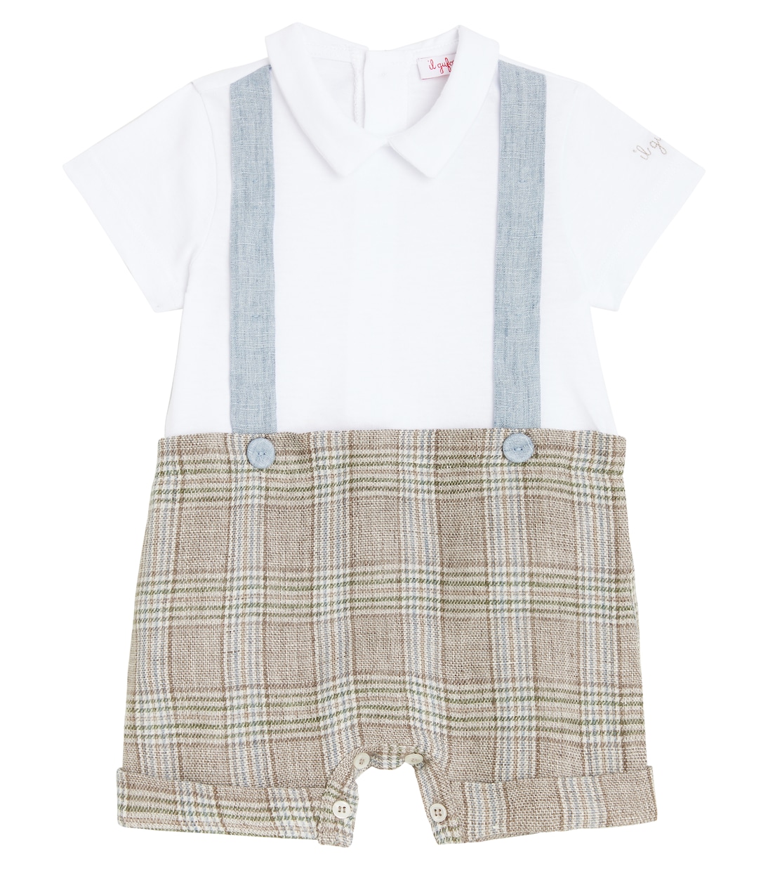 Baby checked jersey playsuit | Il Gufo
