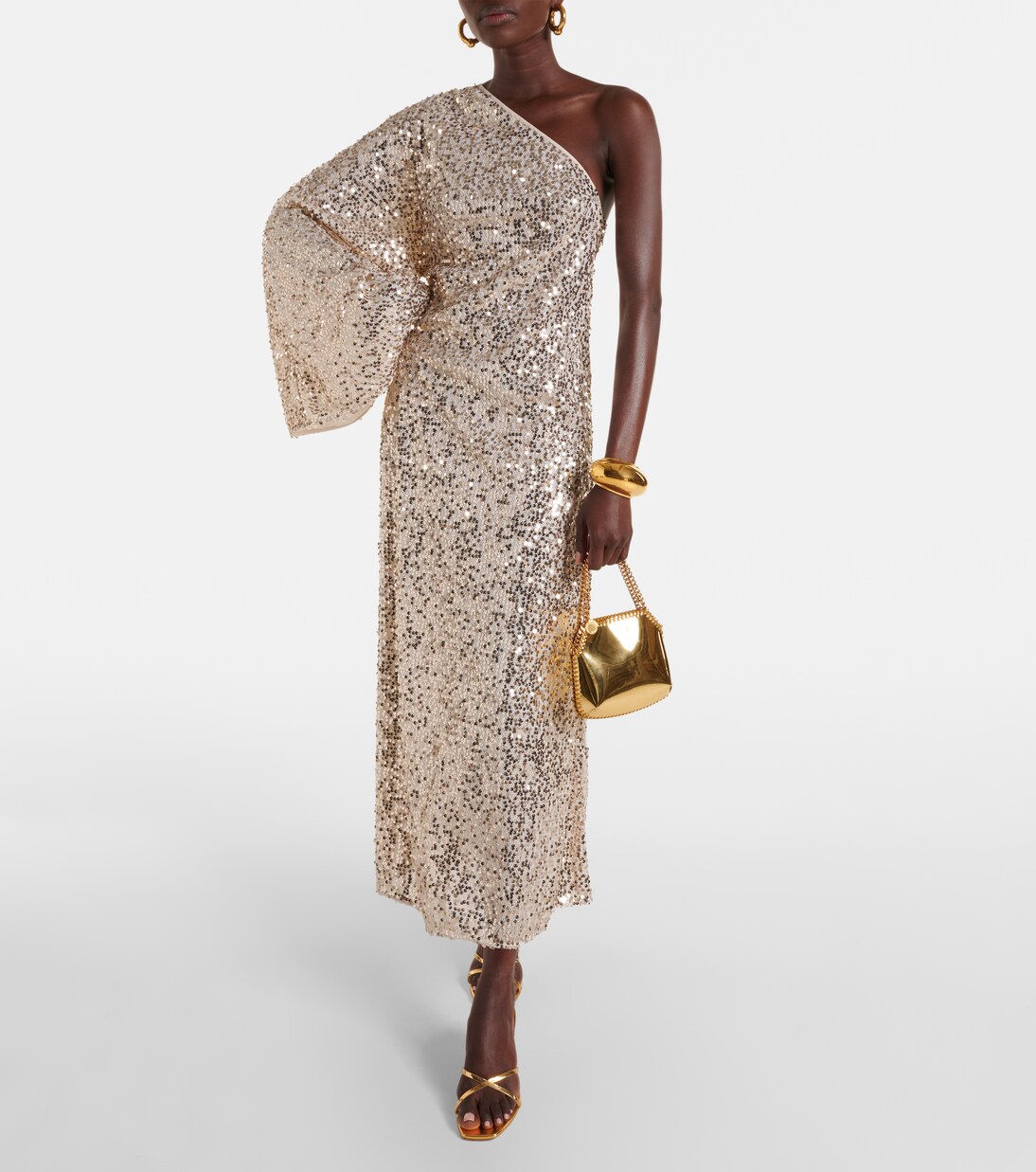 Robe longue asymétrique à sequins | Rotate