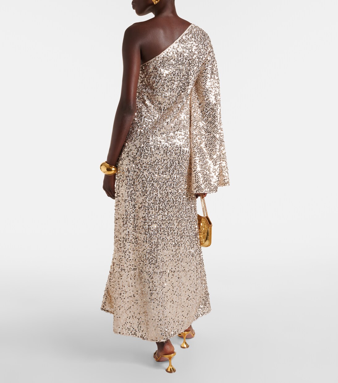 Robe longue asymétrique à sequins | Rotate