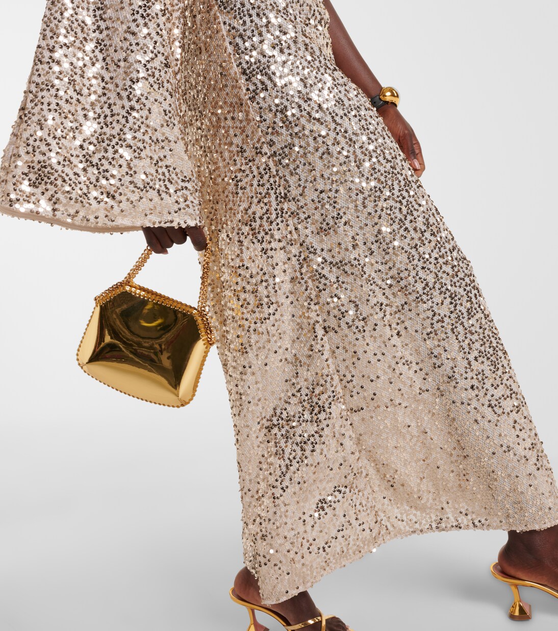 Robe longue asymétrique à sequins | Rotate