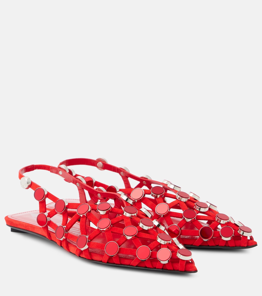Grid studded suede slingback flats | The Attico