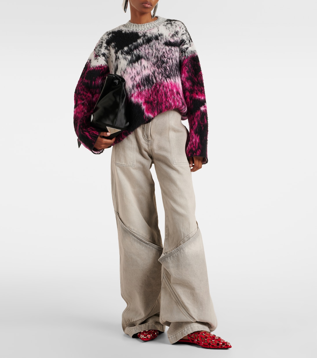 Grid studded suede slingback flats | The Attico