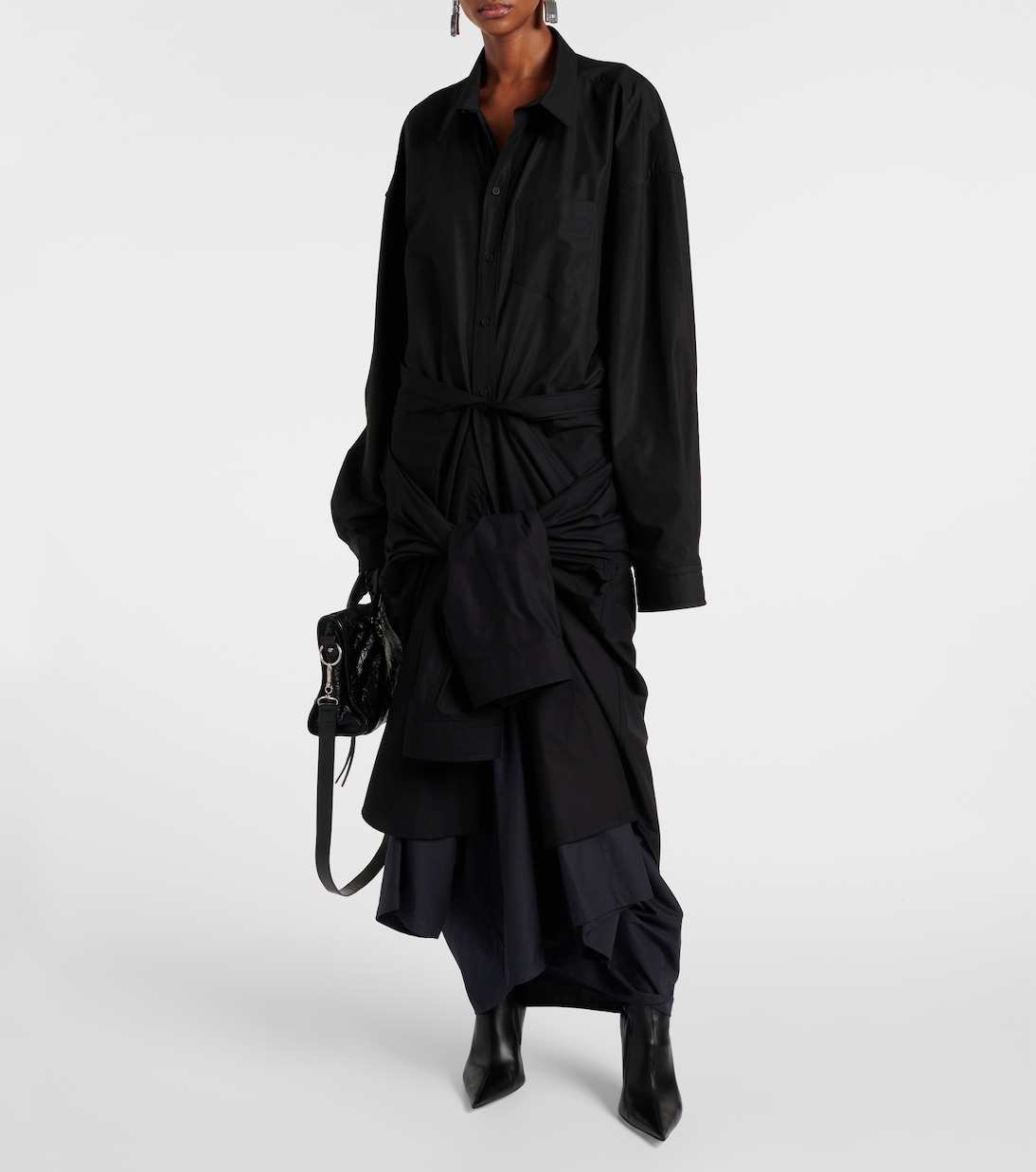 Gathered tie-front cotton shirt dress | Balenciaga