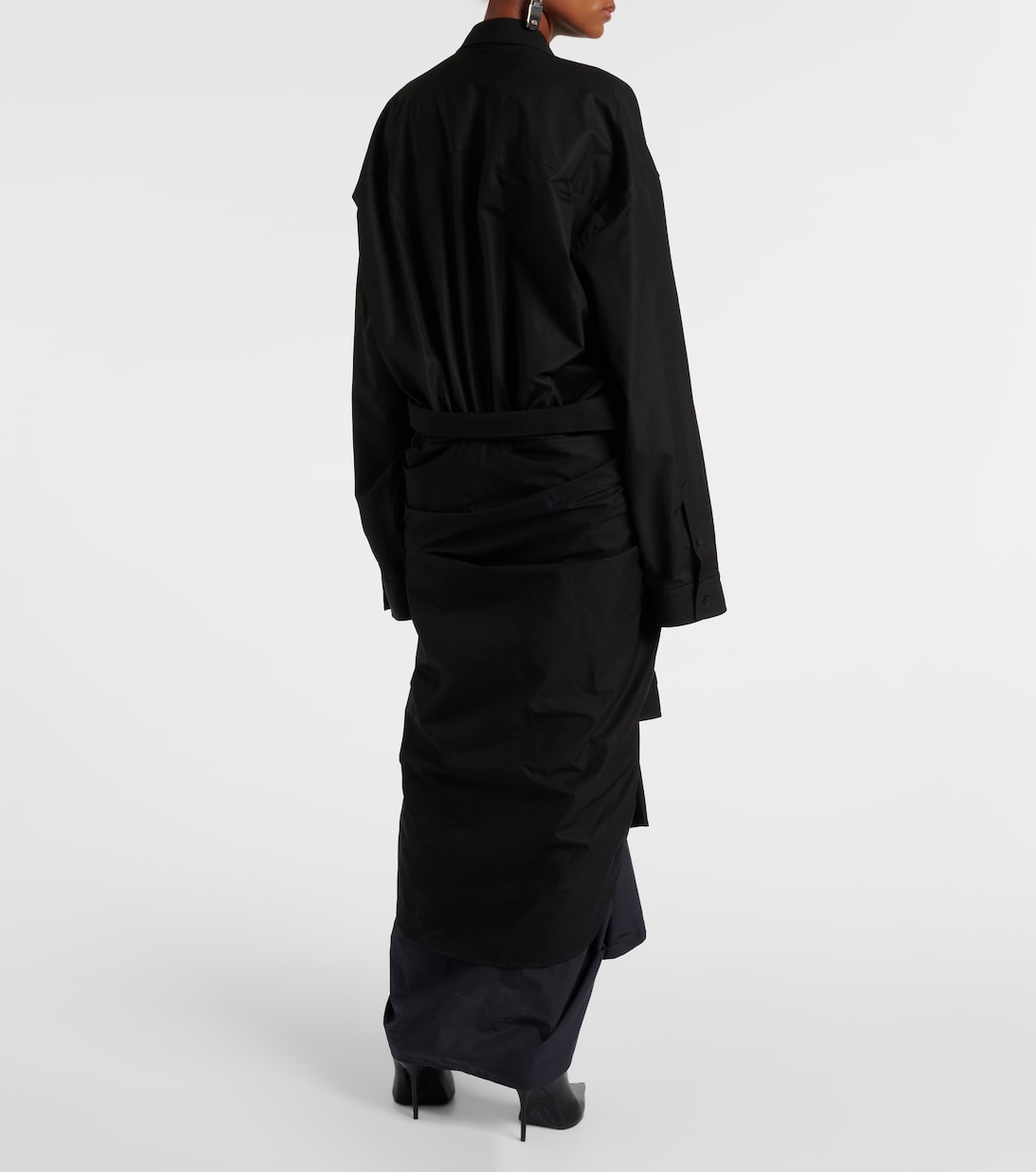 Gathered tie-front cotton shirt dress | Balenciaga