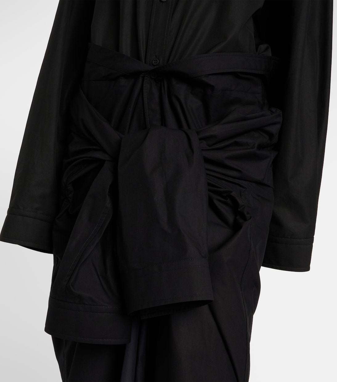 Gathered tie-front cotton shirt dress | Balenciaga