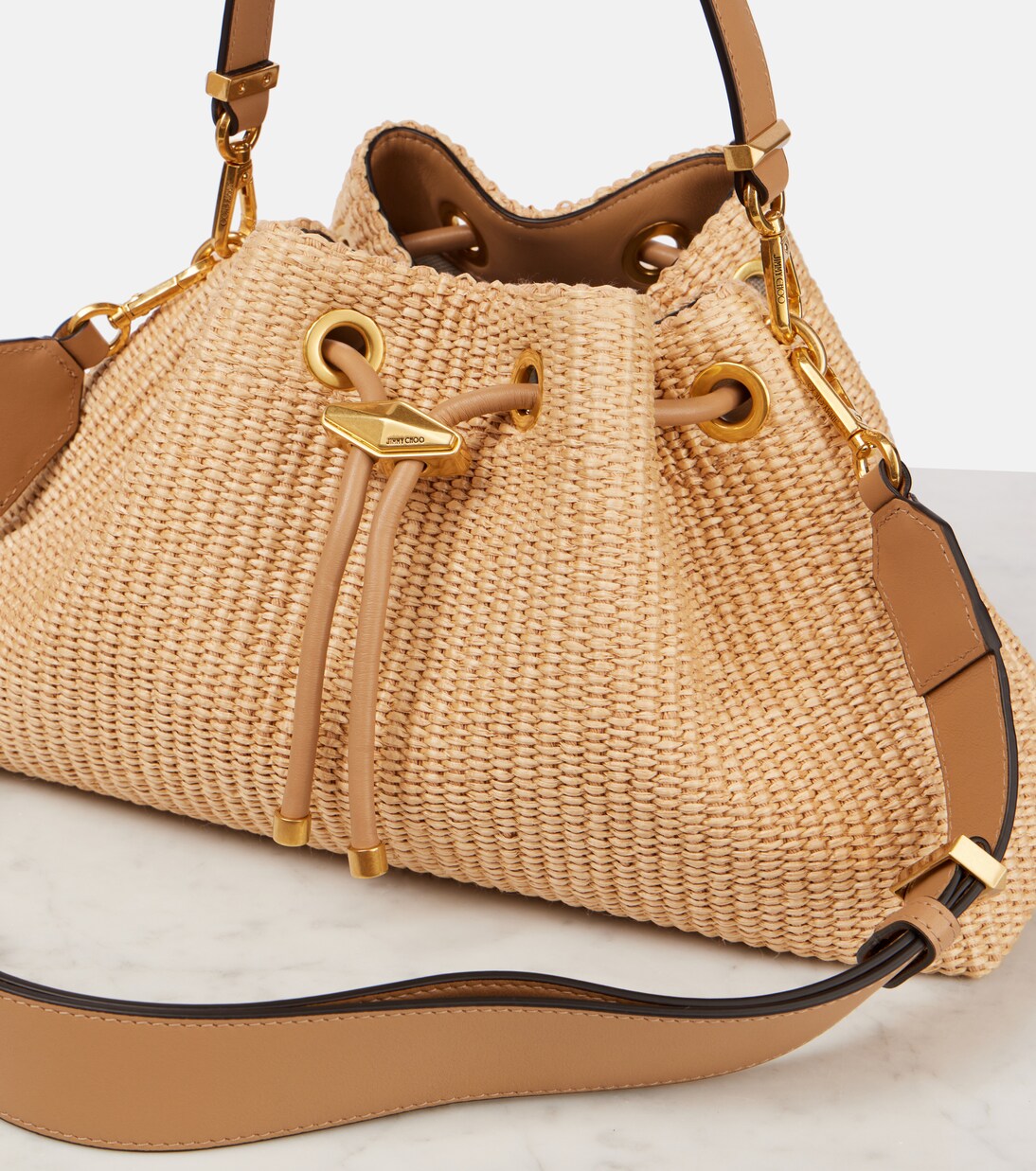 Cinch M raffia shoulder bag | Jimmy Choo