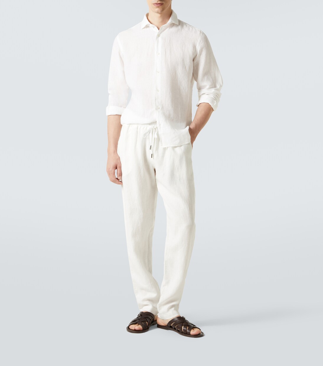 Linen straight pants | Thom Sweeney